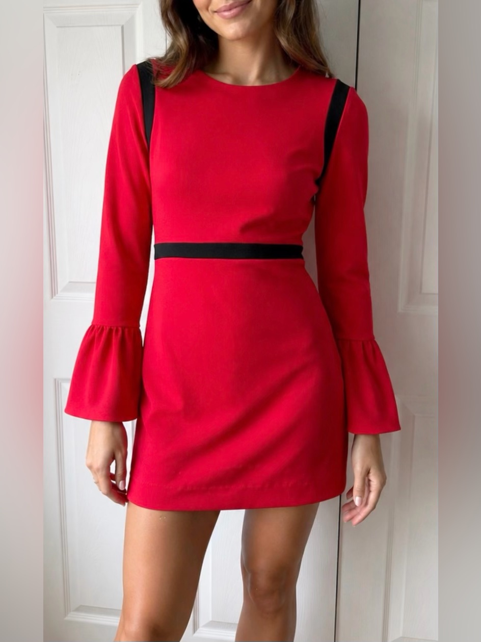 Calvin Klein Red Mini Dress With Black Contrast Trim